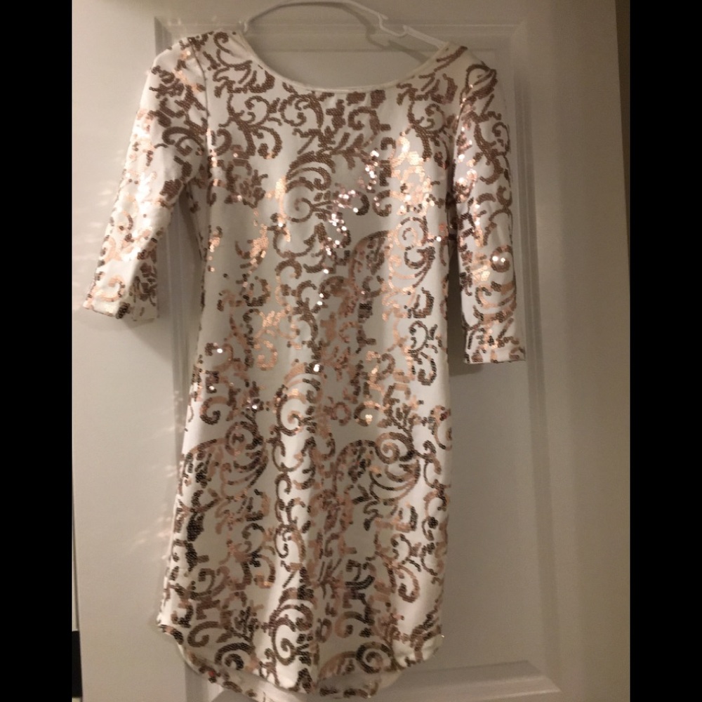 Rose gold sequin dress